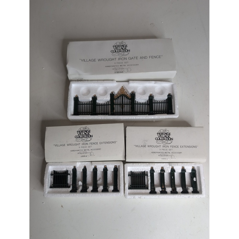 Mixed Lot Of 5515-8 Dept 56 Village Wrought Iron Fence Extensions & Gate Fence